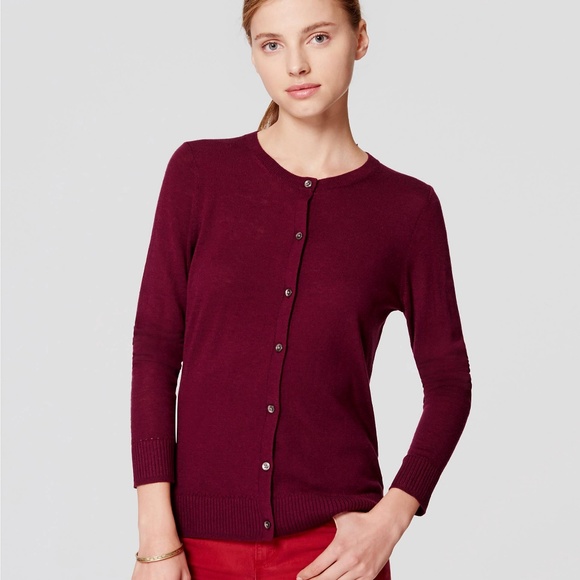 Ann Taylor Loft Sweater Cardigan Plum, XS NEW! - Picture 4 of 4